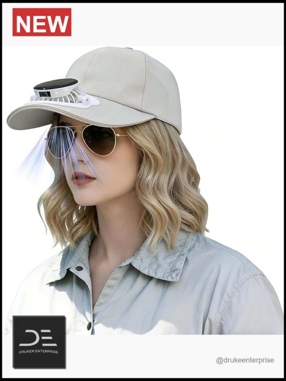 Unisex Solar Powered Fan Hat Upf50+ Waterproof Adjustable Cap Detachable